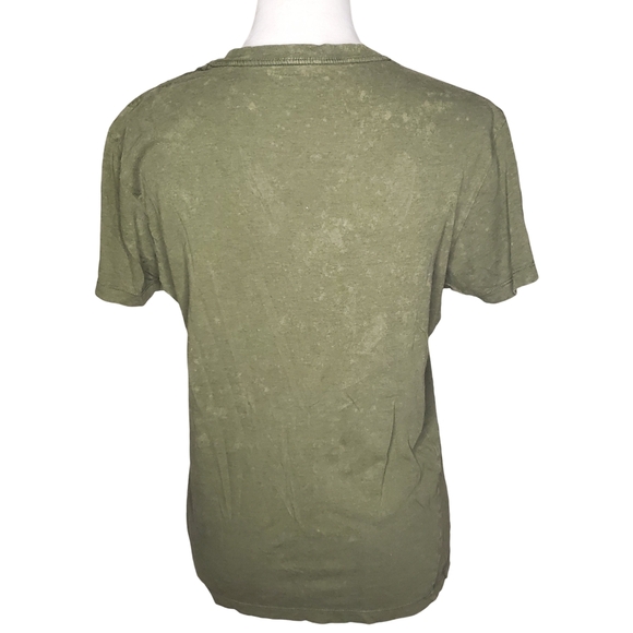 🦋Banana Republic 100% Cotton Mottled Army Green Fitted Crew Tee - Picture 3 of 4